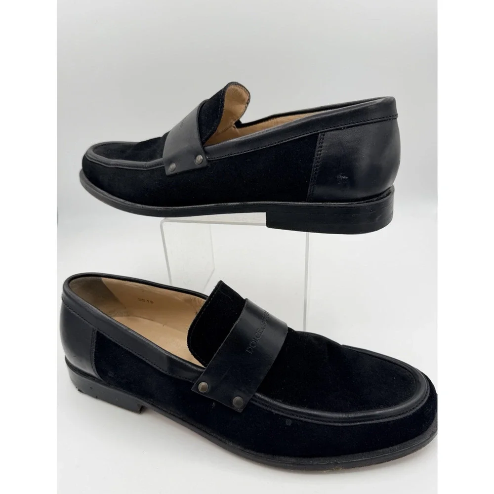 DOLCE & GABBANA Men’s Loafers Suede Leather Jet Black 8.5 Penny Loafer w/toe tap